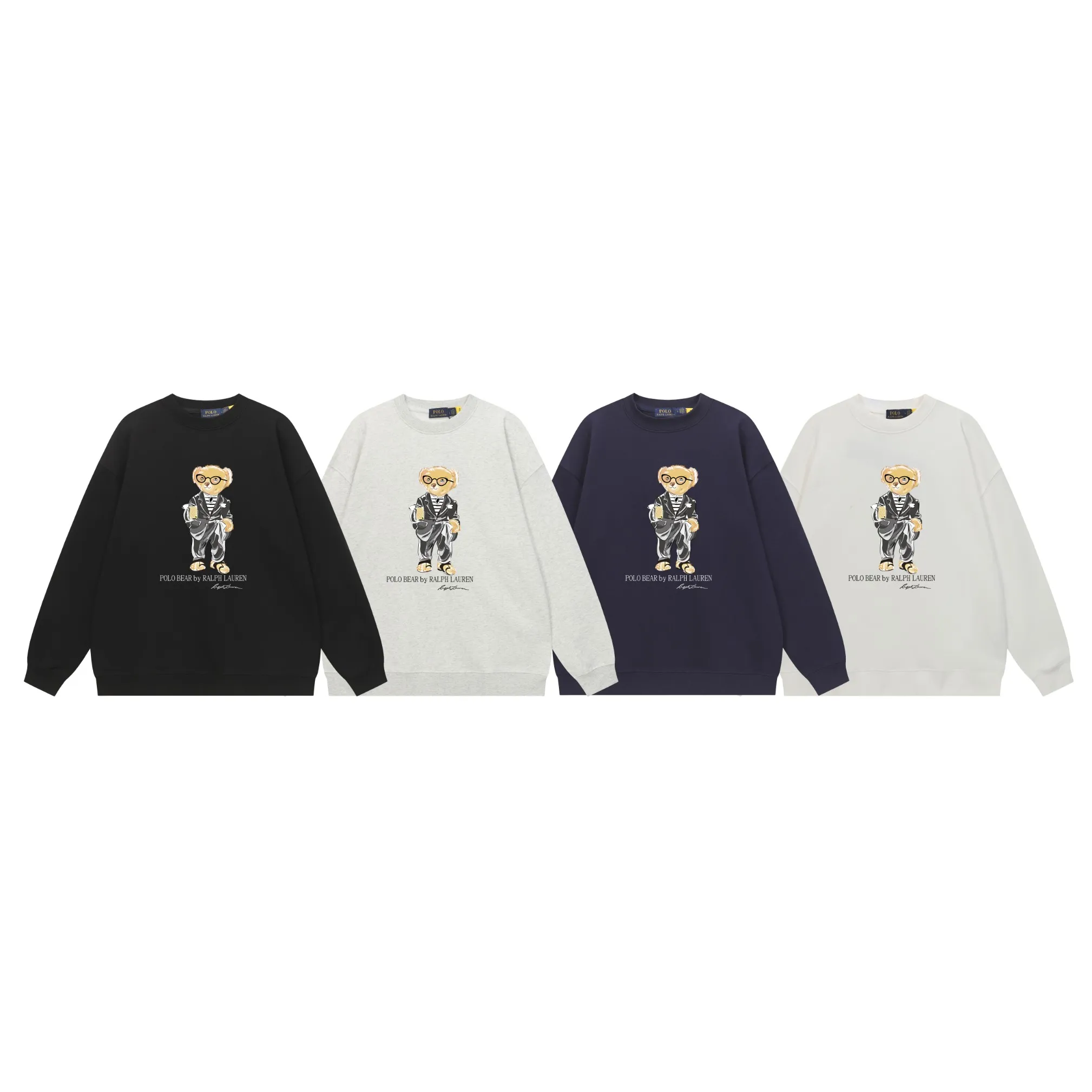 P200 Long-term stock] RalphLauren/Ralph Lauren 2025 autumn and winter new bear letter print 420g heavy large terry sweatshirt Ralph Lauren's age-reducing item, the coat fabric is made of 85% cotton ➕15% polyester, which not only retains the softness, comfort and breathability of cotton, but also adds the wear resistance and wrinkle resistance of polyester fiber, making the clothes more durable and easy to care for. Even in slightly cooler weather, you won't feel stuffy when wearing it. This kind of fabric has a natural crisp feel and is not easy to pill or deform. The bear on the chest is printed with English letters. It is full of color, full of three-dimensionality, and lifelike, adding a bit of liveliness and interest to the whole sweatshirt. There is no pressure to dress, regardless of age or gender. Complete accessories! Color: black, white, navy blue, light floral gray Size: M-L-XL-XXL